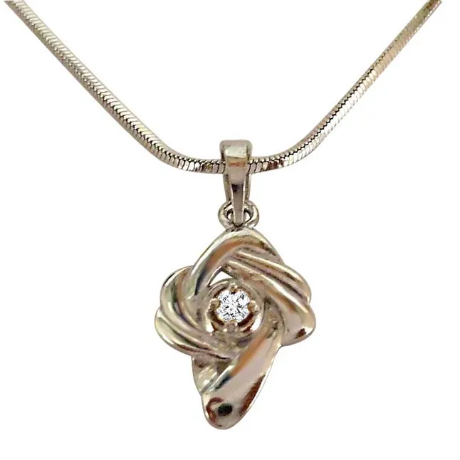 Royal Texture - Real Diamond & Sterling Silver Pendant with 18 IN Chain (SDP191)