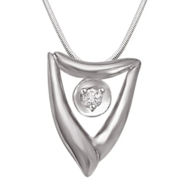 Gift of Spring Sterling Silver Real Diamond Pendant with 18 IN Chain (SDP194)