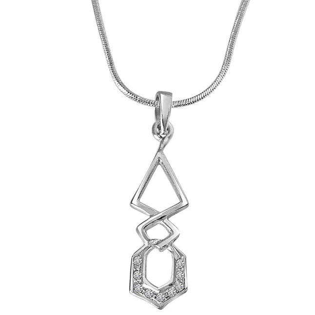 Twist Me Around - Real Diamond & Sterling Silver Pendant with 18 IN Chain (SDP203)