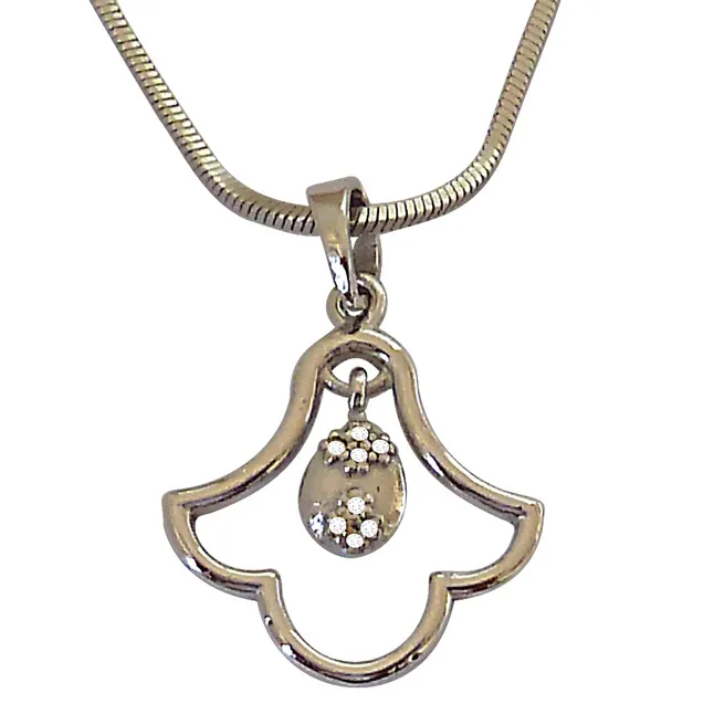 Drizzling Diamond - Real Diamond & Sterling Silver Pendant with 18 IN Chain (SDP207)