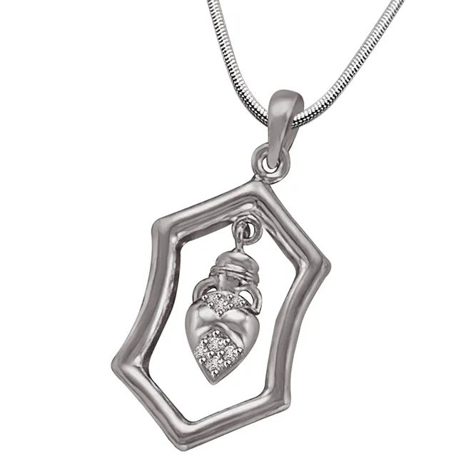 Sparkling Drop - Sterling Silver Real Diamond Pendant with 18 IN Chain (SDP208)