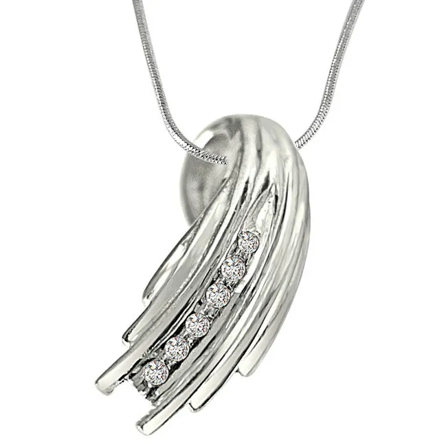 Speedy Grace - Real Diamond & Sterling Silver Pendant with 18 IN Chain (SDP213)