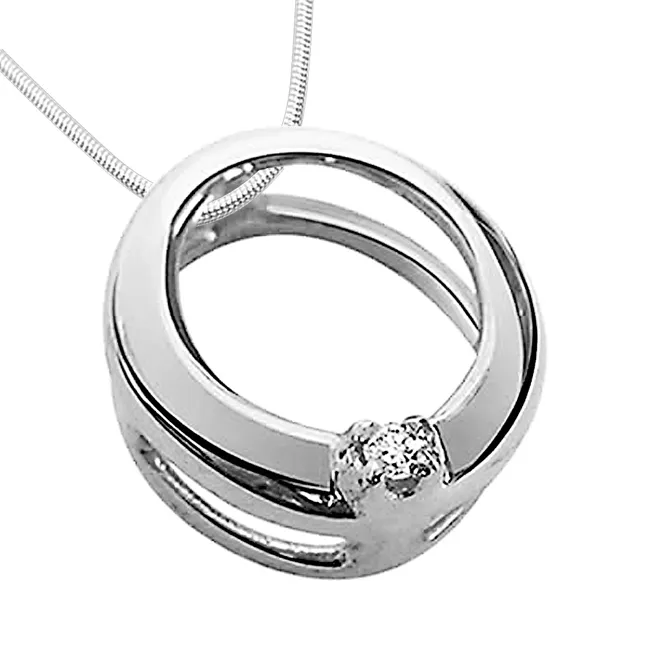 Endless Love Circle - Real Diamond & Sterling Silver Pendant with 18 IN Chain (SDP22)