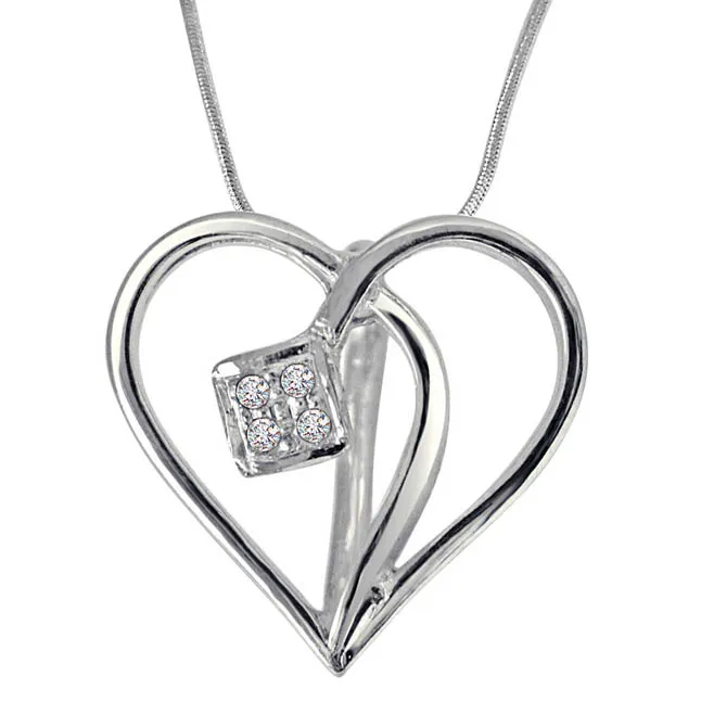 Cross Your Heart - Real Diamond & Sterling Silver Pendant with 18 IN Chain (SDP220)