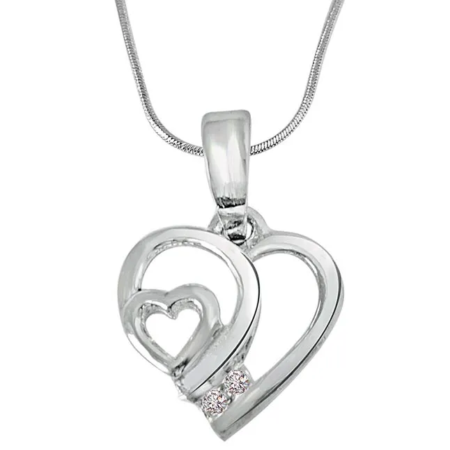 Tiny Heart - Real Diamond & Sterling Silver Pendant with 18 IN Chain (SDP221)