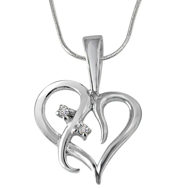 Loyal Love - Real Diamond & Sterling Silver Pendant with 18 IN Chain (SDP226)