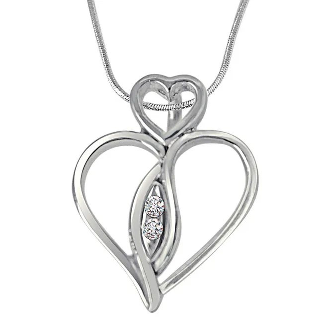 Love From Above - Real Diamond & Sterling Silver Pendant with 18 IN Chain (SDP227)