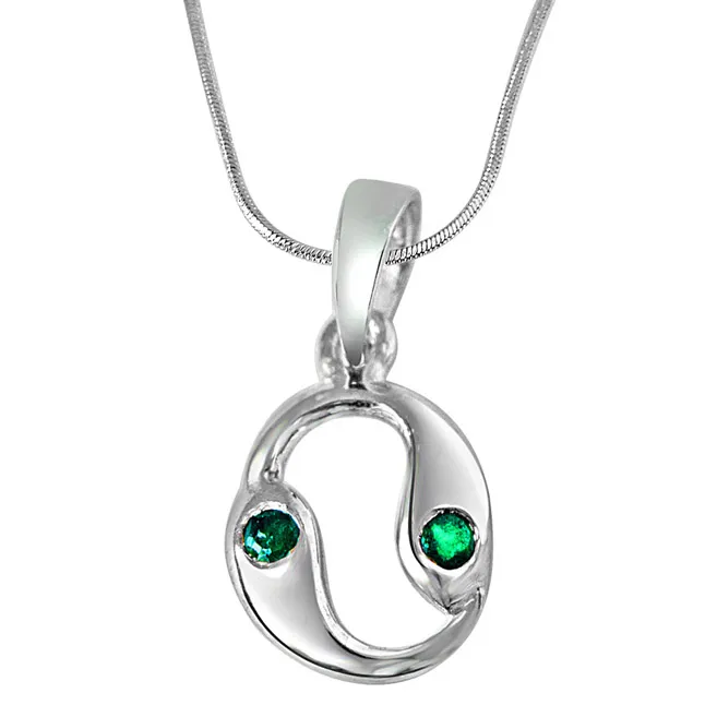 Emerald Eye - Real Emerald & 925 Sterling Silver Pendant with 18 IN Chain (SDP231)