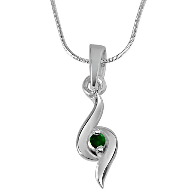 Hold Me Tight - Real Emerald Pendant in 925 Sterling Silver with 18 IN Chain (SDP240)
