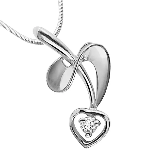 Twisted Love - Real Diamond & Sterling Silver Pendant with 18 IN Chain (SDP26)