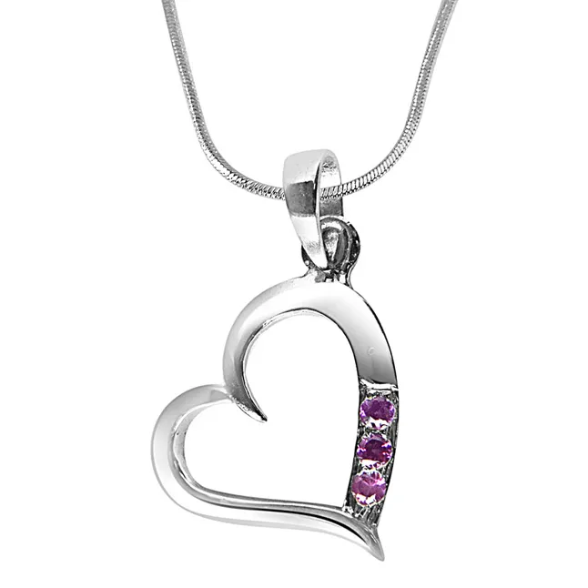 Simple Way to My Heart Rhodolite and Sterling Silver Pendant with 18 IN Chain (SDP278)