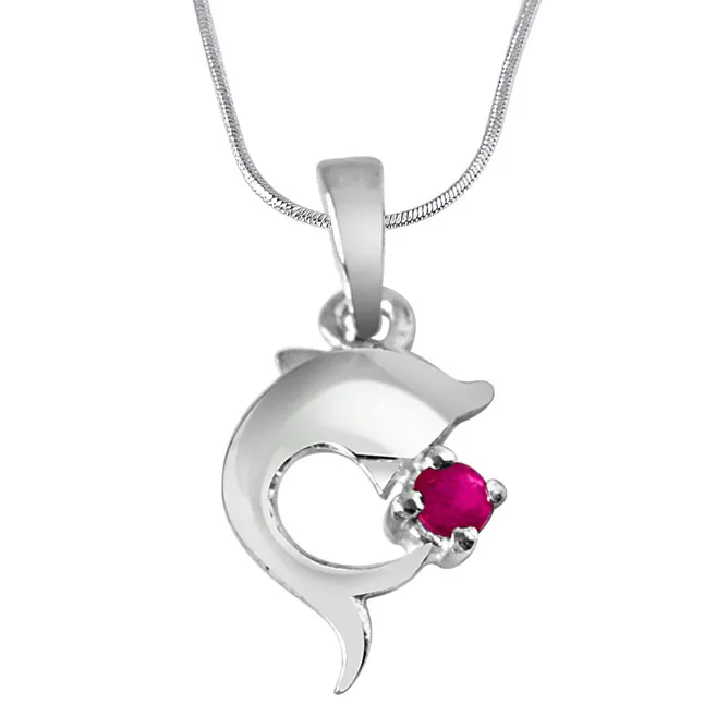 Dream Weaver Real Red Ruby & 925 Sterling Silver Pendant with 18 IN Chain (SDP295)