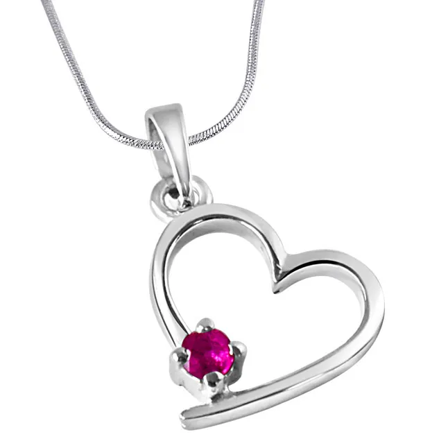 Believe In Miracles Red Ruby & Sterling Silver Pendant with 18 IN Chain (SDP312)