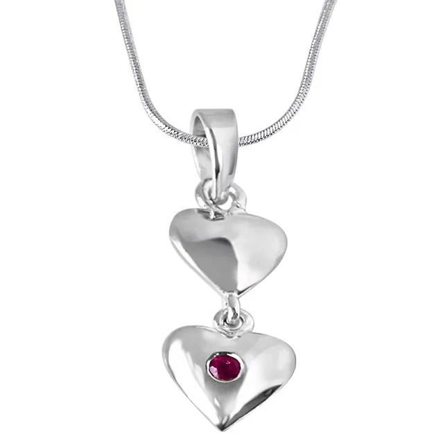 Magical Moments Red Ruby & 925 Sterling Silver Pendant with 18 IN Chain (SDP319)