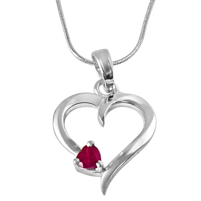 Another World Red Ruby & 925 Sterling Silver Pendant with 18 IN Chain (SDP324)