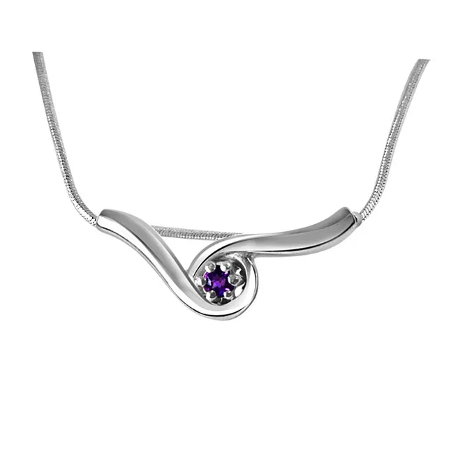 Sleeping Beauty Amethyst & 925 Sterling Silver Pendant with 18 IN Chain (SDP333)