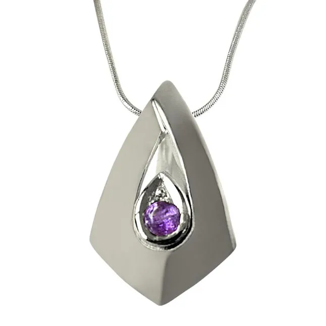 Amethyst Pendant Set in 925 Sterling Silver with 18 IN Chain (SDP337)