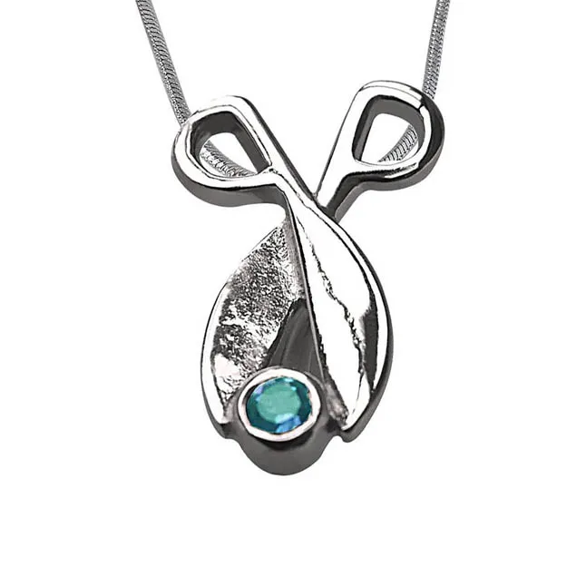 Shinning Magic - Blue Topaz 925 Sterling Silver Pendant with 18 IN Chain (SDP345)