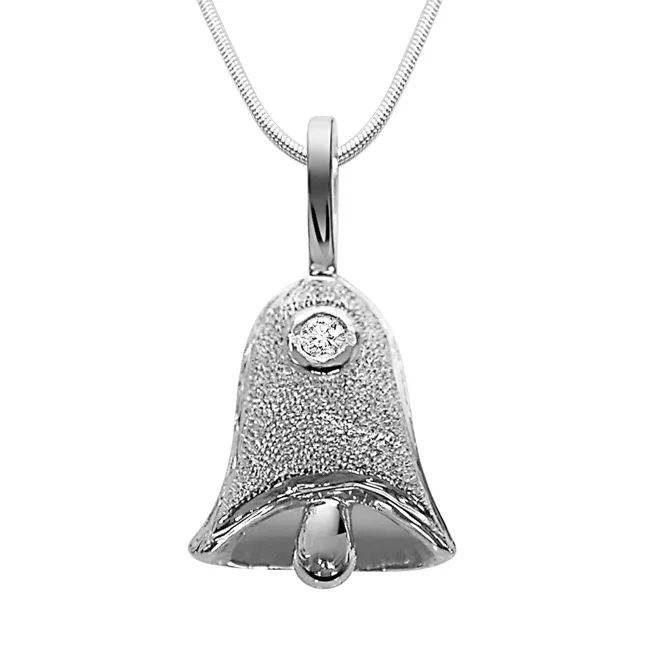 Bell of Love - Real Diamond & Sterling Silver Pendant with 18 IN Chain (SDP36)