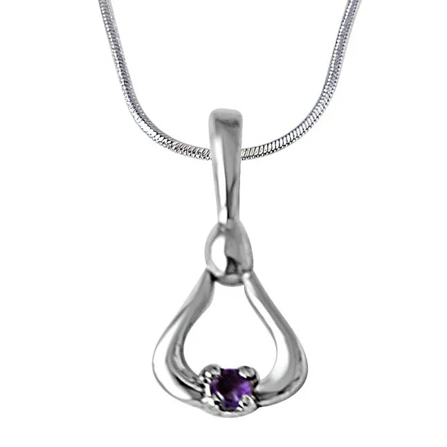 Golden Bell Amethyst & Sterling Silver Pendant with 18 IN Chain (SDP373)