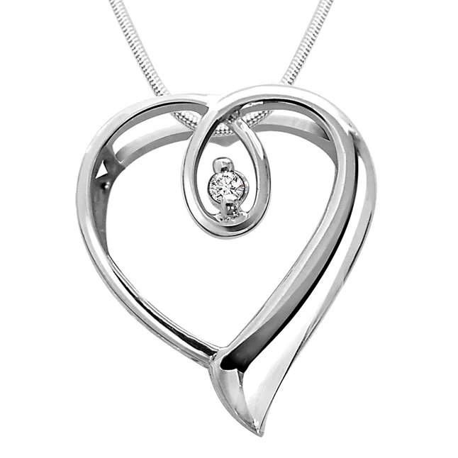Heart Queen - Real Diamond & Sterling Silver Pendant with 18 IN Chain (SDP38)