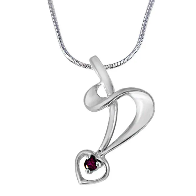 Peaceful Feelings Pink Rhodolite & 925 Sterling Silver Pendant with 18 IN Chain (SDP395)