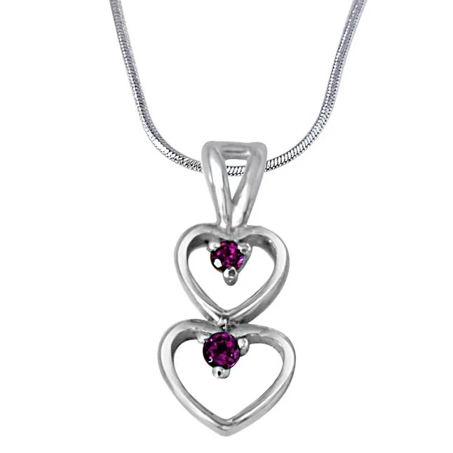 A Double Blessing Pink Rhodolite & 925 Sterling Silver Pendant with 18 IN Chain (SDP396)