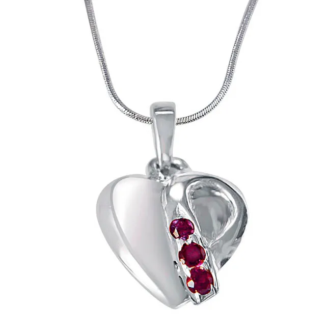 Music of the Heart Pink Rhodolite & 925 Sterling Silver Pendant with 18 IN Chain (SDP399)