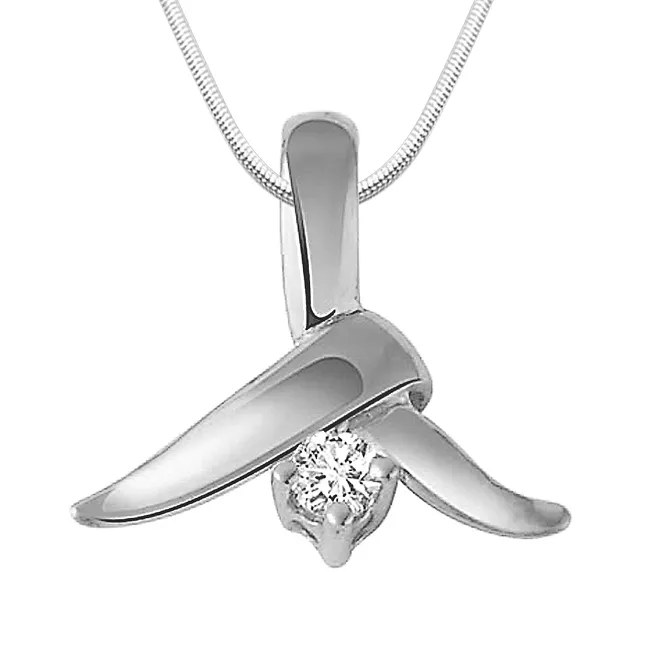Center of Attraction - Real Diamond & Sterling Silver Pendant with 18 IN Chain (SDP4)