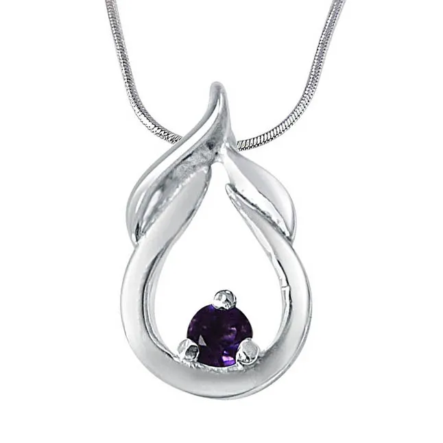 Motel Moments Amethyst & 925 Sterling Silver Pendant with 18 IN Chain (SDP403)