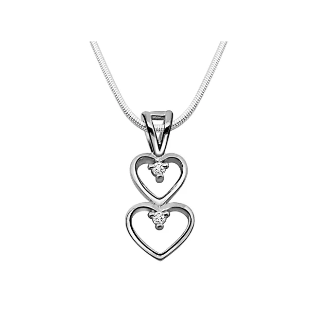 Magical Heart - Real Diamond & Sterling Silver Pendant with 18 IN Chain (SDP41)