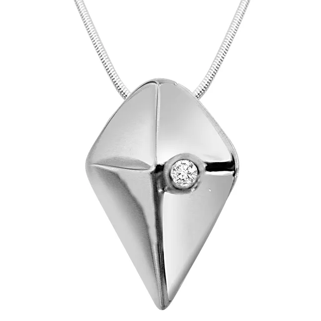 Eternal Feel - Real Diamond & Sterling Silver Pendant with 18 IN Chain (SDP44)