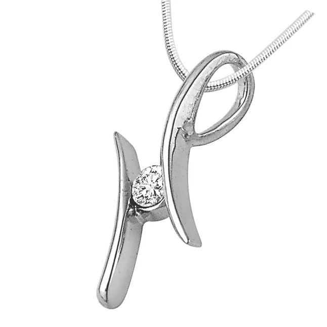Love Around - Real Diamond & Sterling Silver Pendant with 18 IN Chain (SDP5)