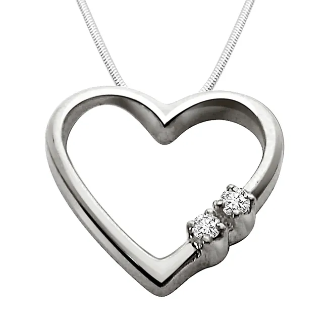 Express your Love - Real Diamond & Sterling Silver Pendant with 18 IN Chain (SDP52)