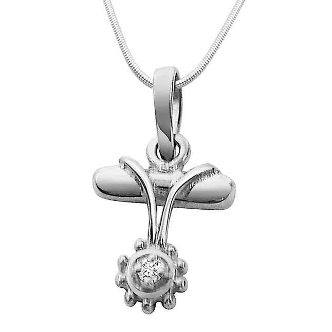 Lovable - Real Diamond & Sterling Silver Pendant with 18 IN Chain (SDP60)