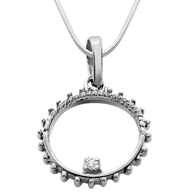 Twisty Real Diamond & Sterling Silver Pendant with 18 IN Chain (SDP61)