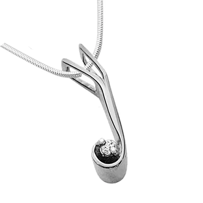 Sweet Love - Real Diamond & Sterling Silver Pendant with 18 IN Chain (SDP62)