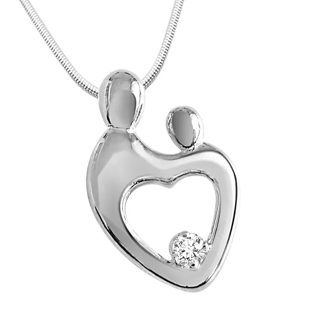 Passionate Diamond & Silver Pendant with Silver Finished Chain (SDP66)