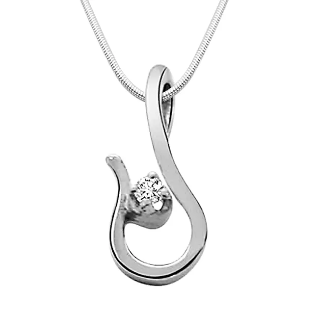 Ultimate Beauty - Real Diamond & Sterling Silver Pendant with 18 IN Chain (SDP68)