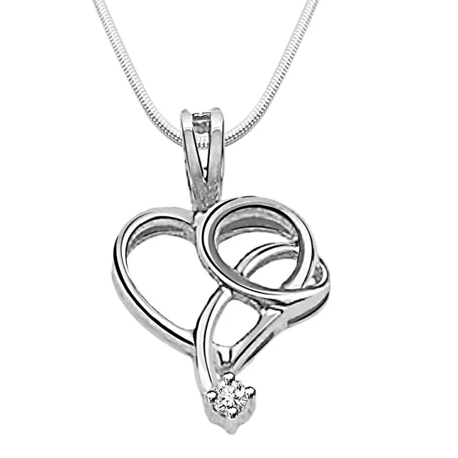 Drop of Love - Real Diamond & Sterling Silver Pendant with 18 IN Chain (SDP78)