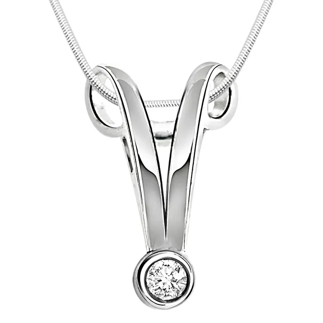 Only for You - Real Diamond & Sterling Silver Pendant with 18 IN Chain (SDP8)