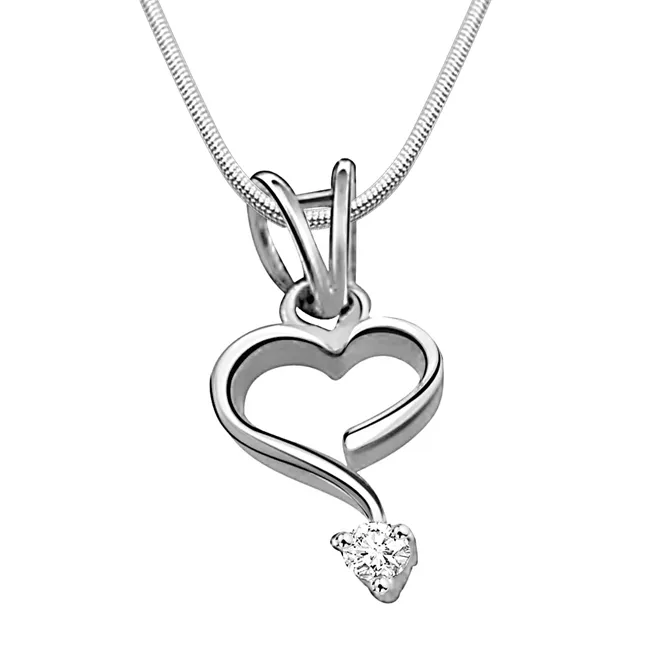 Intricate Love - Real Diamond & Sterling Silver Pendant with 18 IN Chain (SDP87)