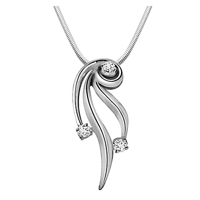 Nature's Divine Glory - Real Diamond & Sterling Silver Pendant with 18 IN Chain (SDP93)