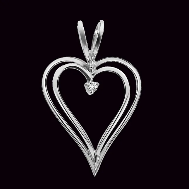 Love Pendant - Real Diamond & Sterling Silver Pendant with 18 IN Chain (SDP10)
