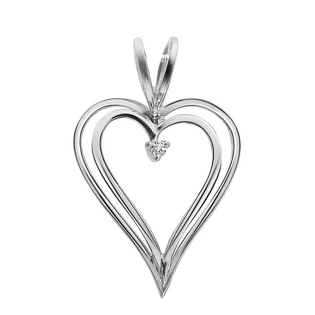 Love Pendant - Real Diamond & Sterling Silver Pendant with 18 IN Chain (SDP10)