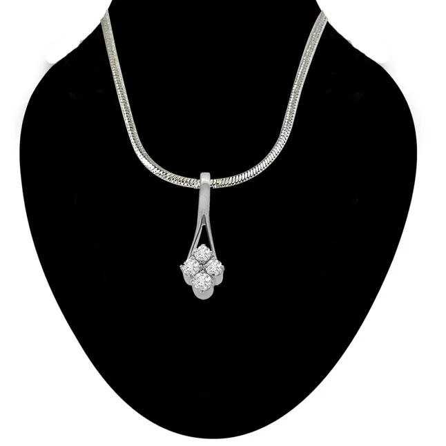 Flower Power - Real Diamond & Sterling Silver Pendant with 18 IN Chain (SDP103)