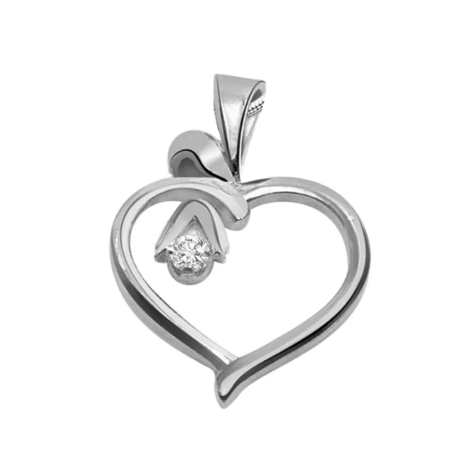 Desire Love - Real Diamond & Sterling Silver Pendant with 18 IN Chain (SDP106)