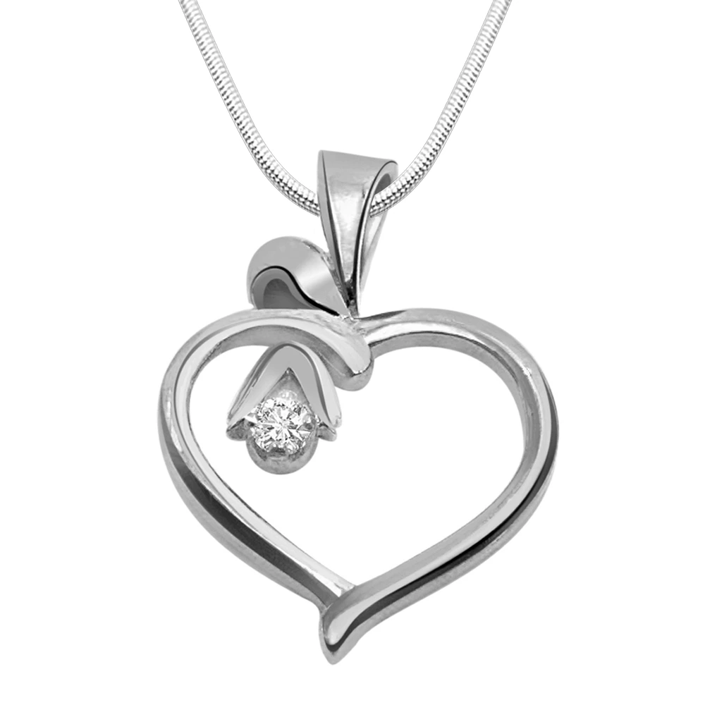 Desire Love - Real Diamond & Sterling Silver Pendant with 18 IN Chain (SDP106)