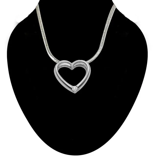 Queen of Heart - Real Diamond & Sterling Silver Pendant with 18 IN Chain (SDP107)