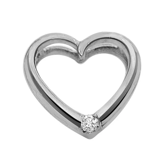 Queen of Heart - Real Diamond & Sterling Silver Pendant with 18 IN Chain (SDP107)